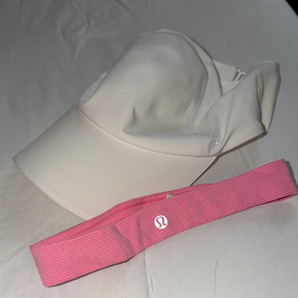 lululemon athletica White Cap and Pink Headband Duo